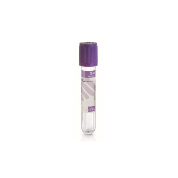Provetta sottovuoto Vacutainer 13x75 K3 EDTA x 3ml - tappo viola - sterile - Conf.100 pz. - Scadenza 11/01/2029